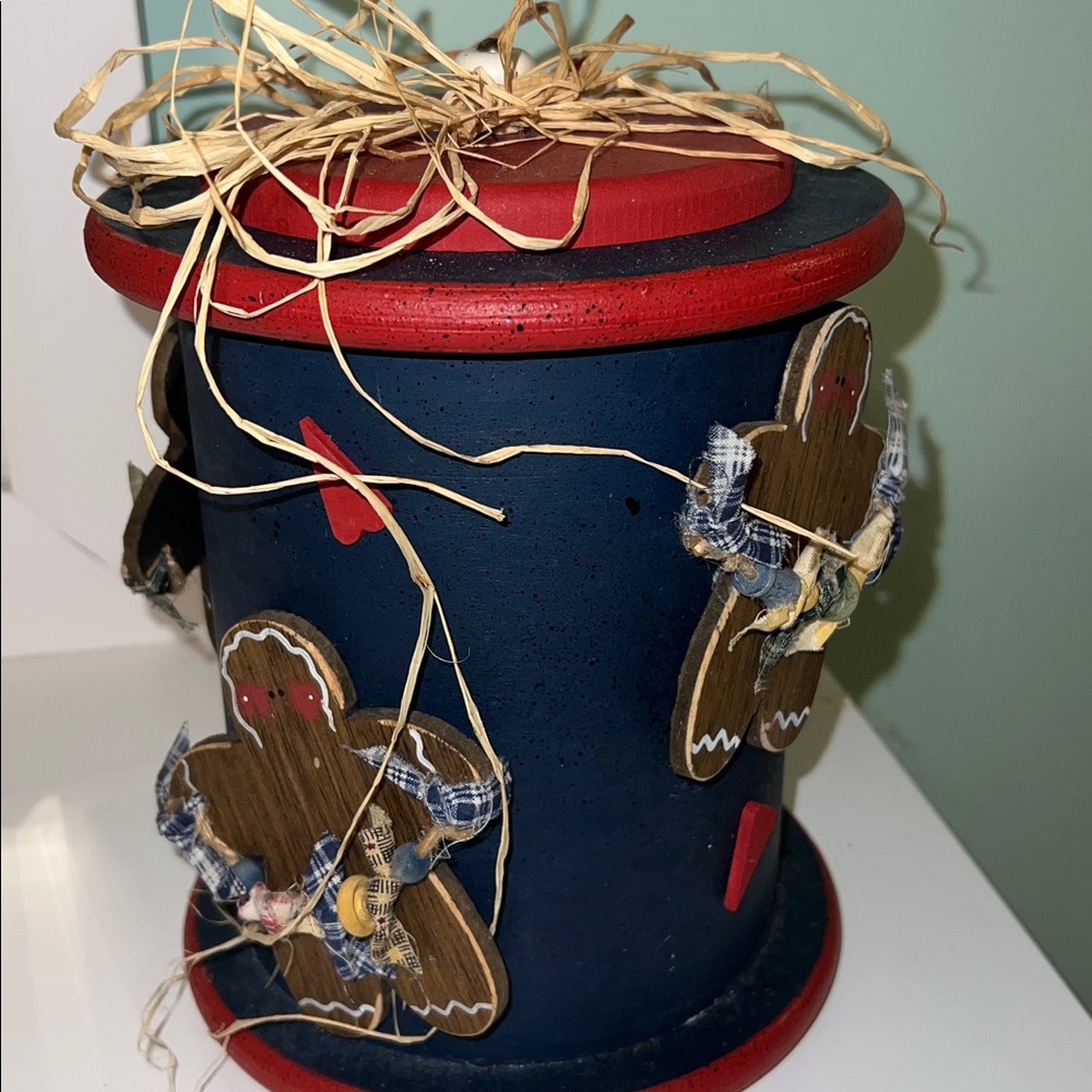 Hand painted Wooden Gingerbread Man Cookie Jar